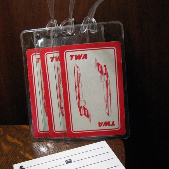 TWA Airlines Playing Card Luggage Tags (3) - Picture 1 of 4